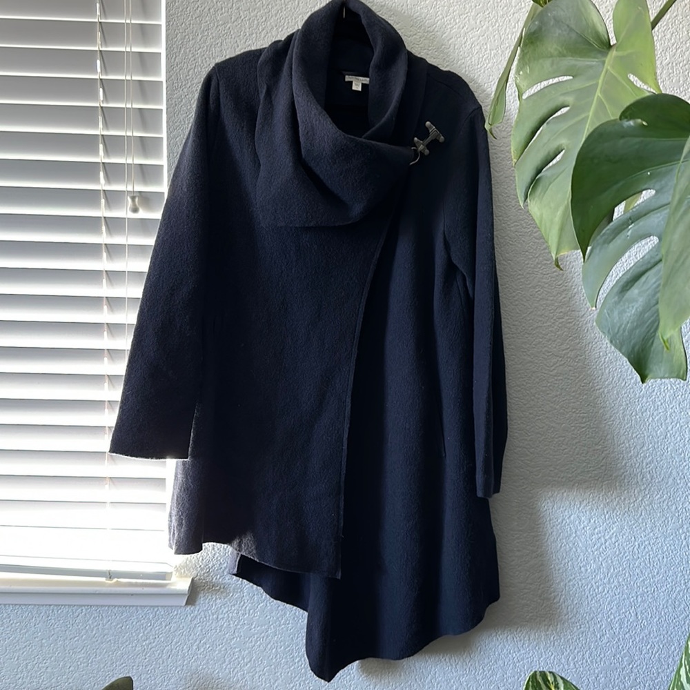 GARNET HILL size 8 100% wool Classic Asymmetric Cowlneck Blazer Top LagenLook